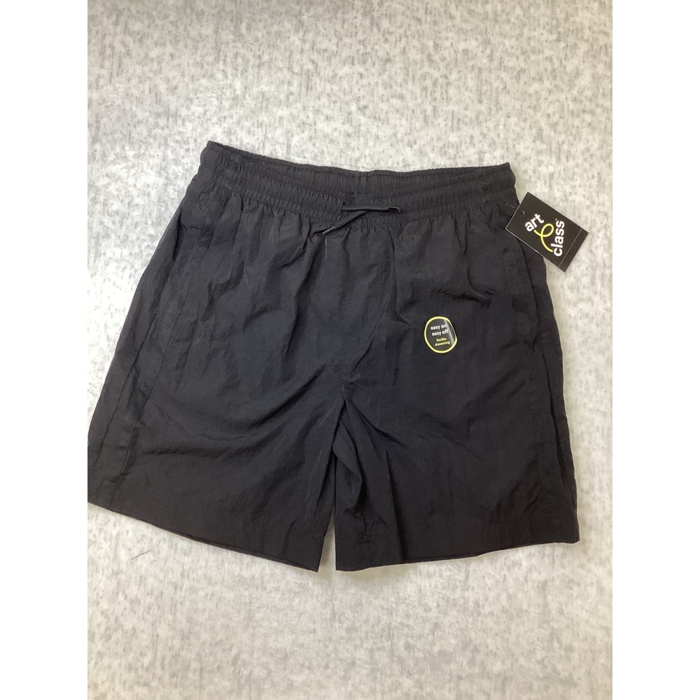 Art Class Boys Black Nylon Shorts Elastic Waist Drawstring Size L 10/12 NWT